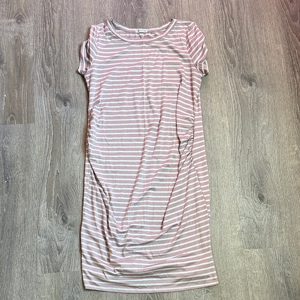 Striped Pink and White Women's maternity Dress